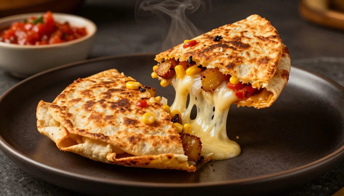 Chilli Garlic Potato Shots Quesadilla